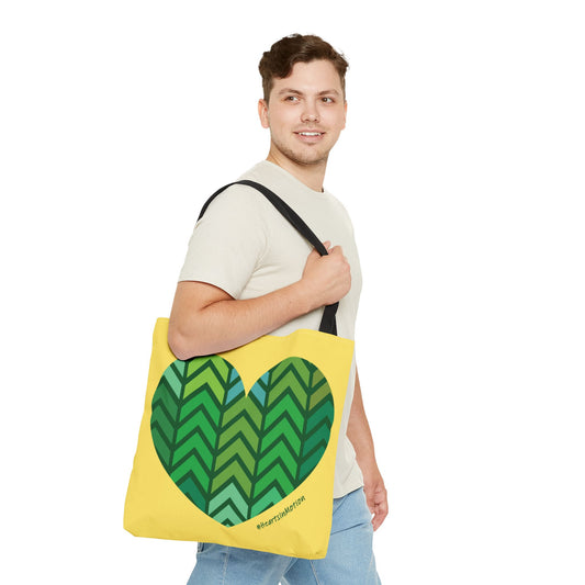 Eco-Friendly Green Chevron Heart Tote Bag - #HeartsInMotion