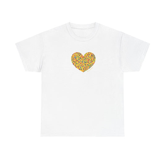 Colourful Dot Heart Unisex Heavy Cotton Tee - #HeartsInMotion