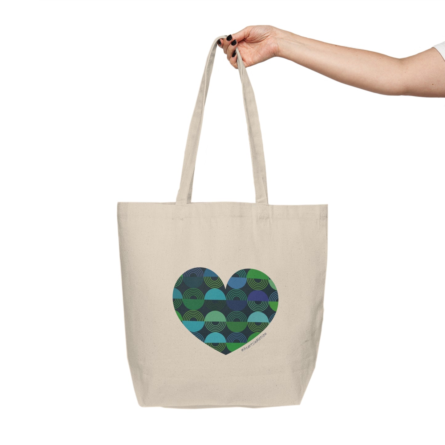 Eco-Friendly Canvas Shopping Tote - Heart Pattern Design - #HeartsInMotion