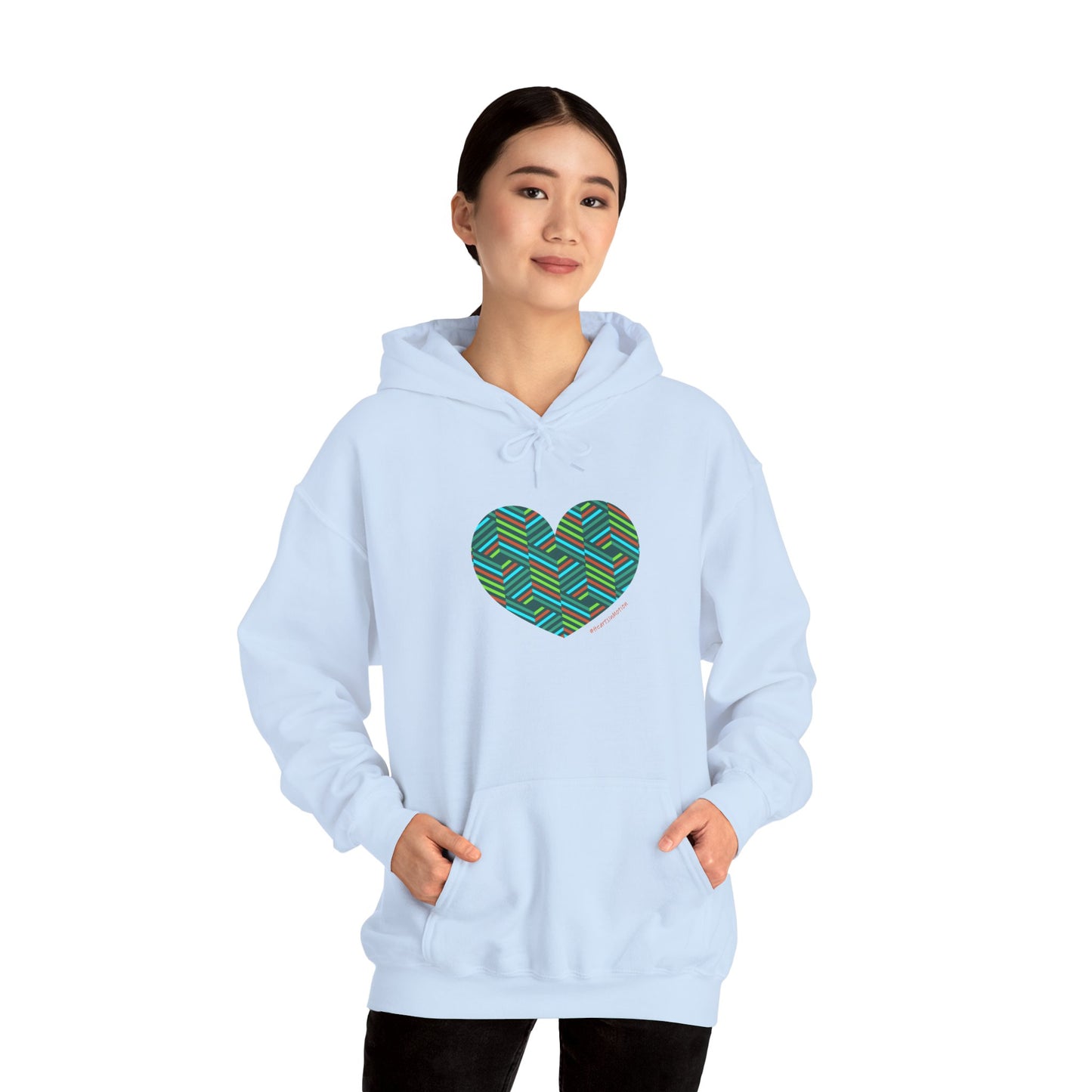 Colourful Heart Hoodie, Unisex Heavy Blend Sweatshirt, #HeartsInMotion