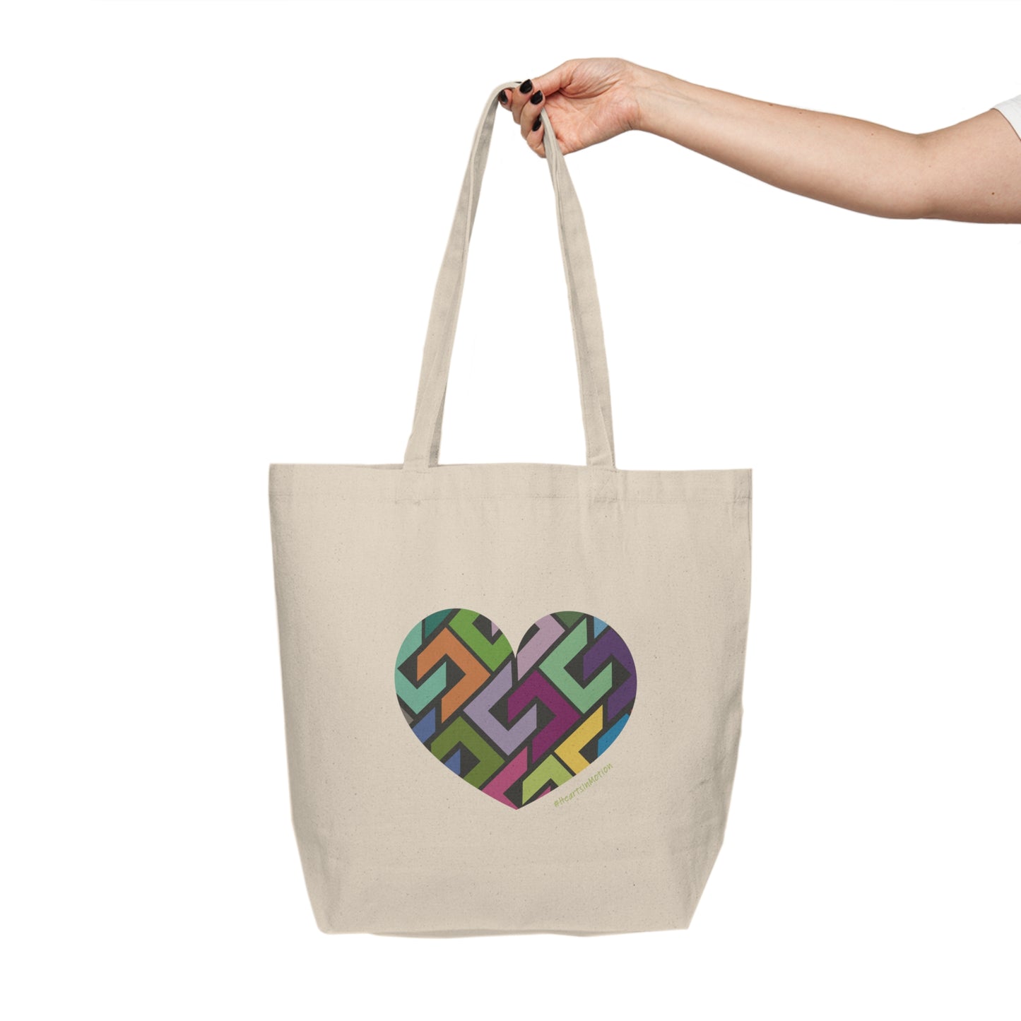 Colourful Heart Pattern Canvas Tote Bag - #HeartsInMotion