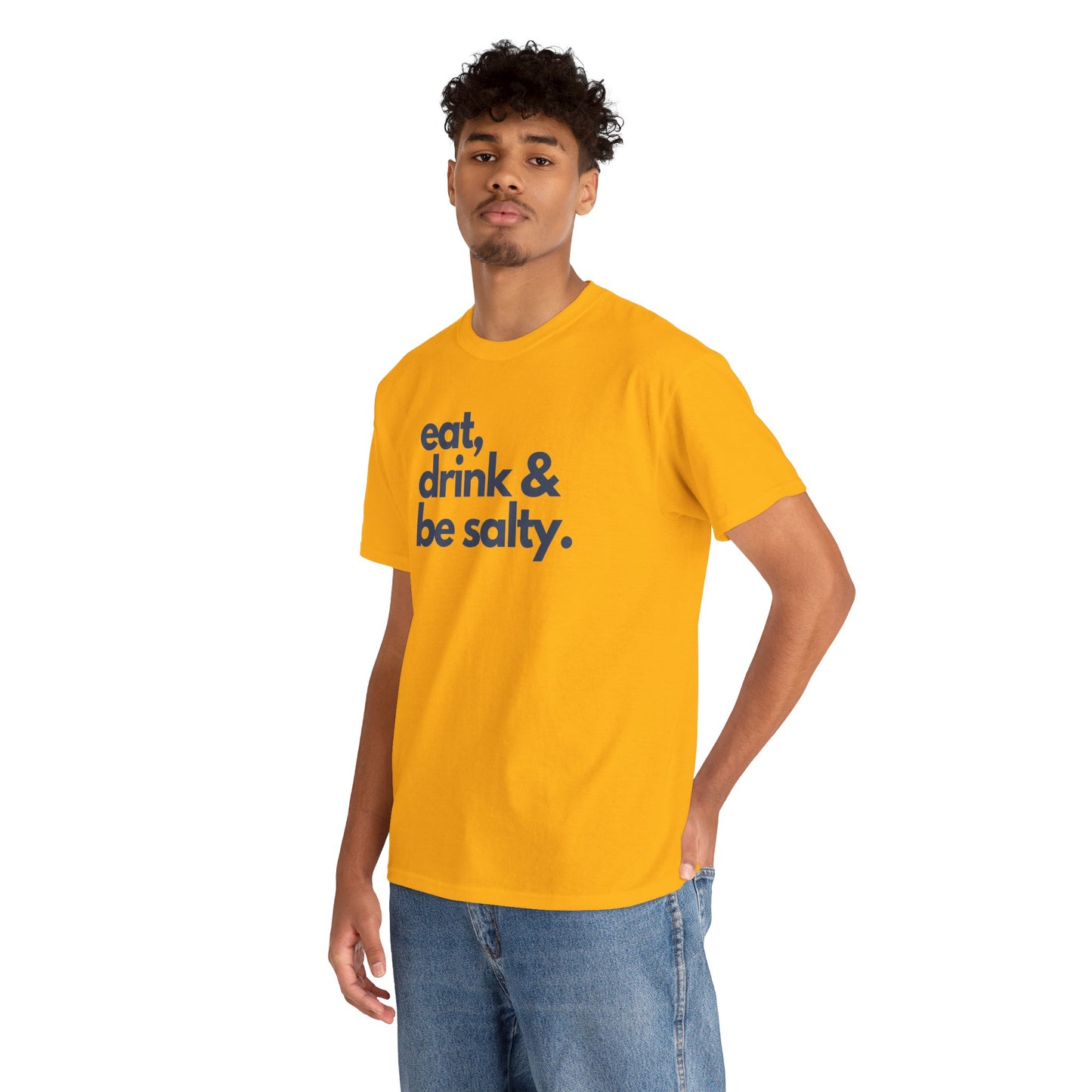 Unisex Heavy Cotton Tee - Eat, Drink & Be Salty Shirt - Perfect for Beach Days