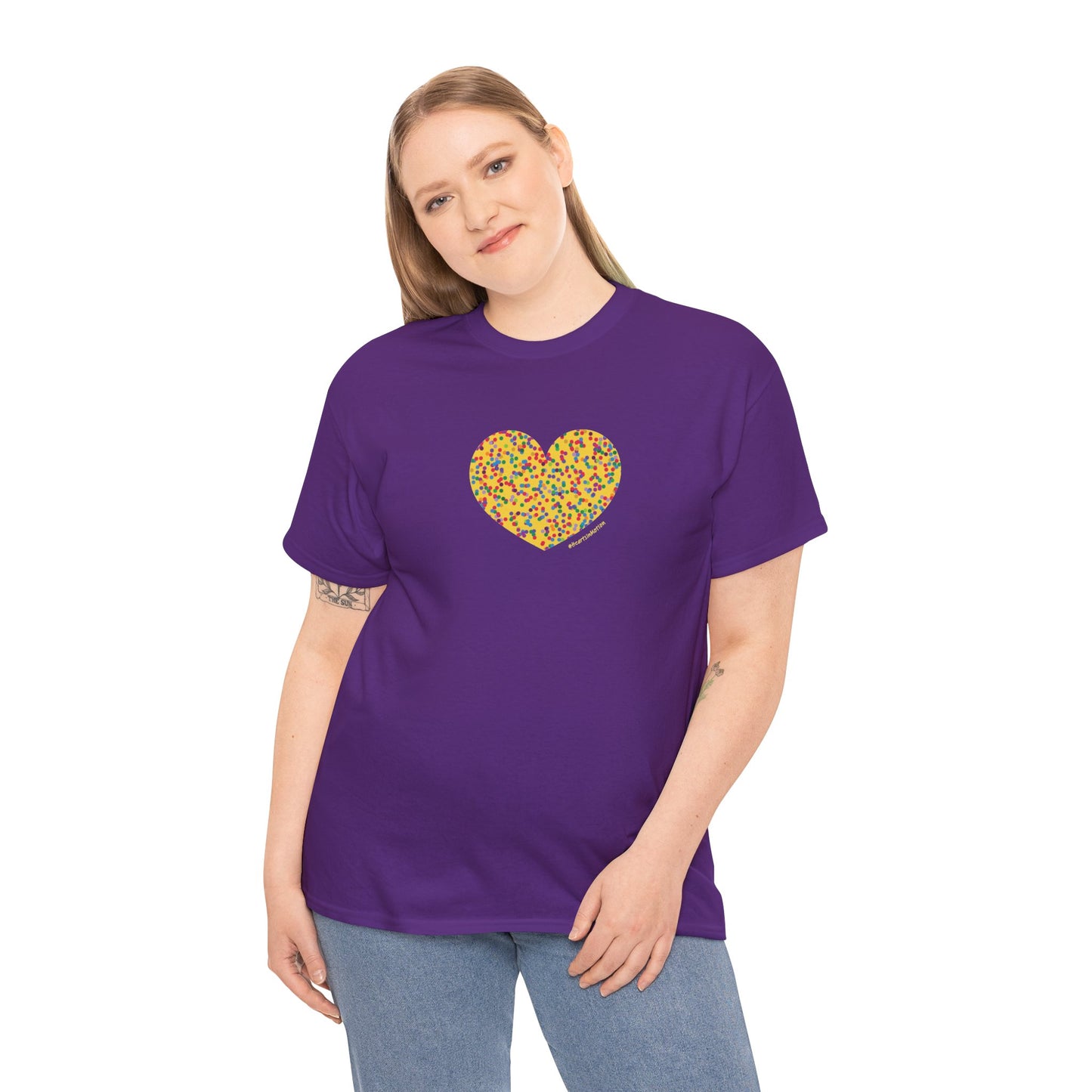 Colourful Dot Heart Unisex Heavy Cotton Tee - #HeartsInMotion