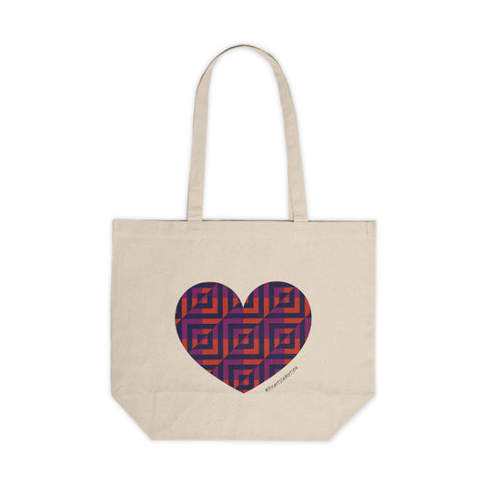 Heart Geometric Pattern Canvas Shopping Tote – Eco-Friendly #HeartsInMotion