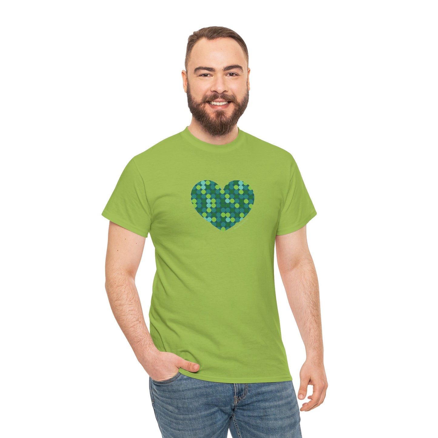 Green Dot Heart T-shirt - #HeartsInMotion - Love Over Hate