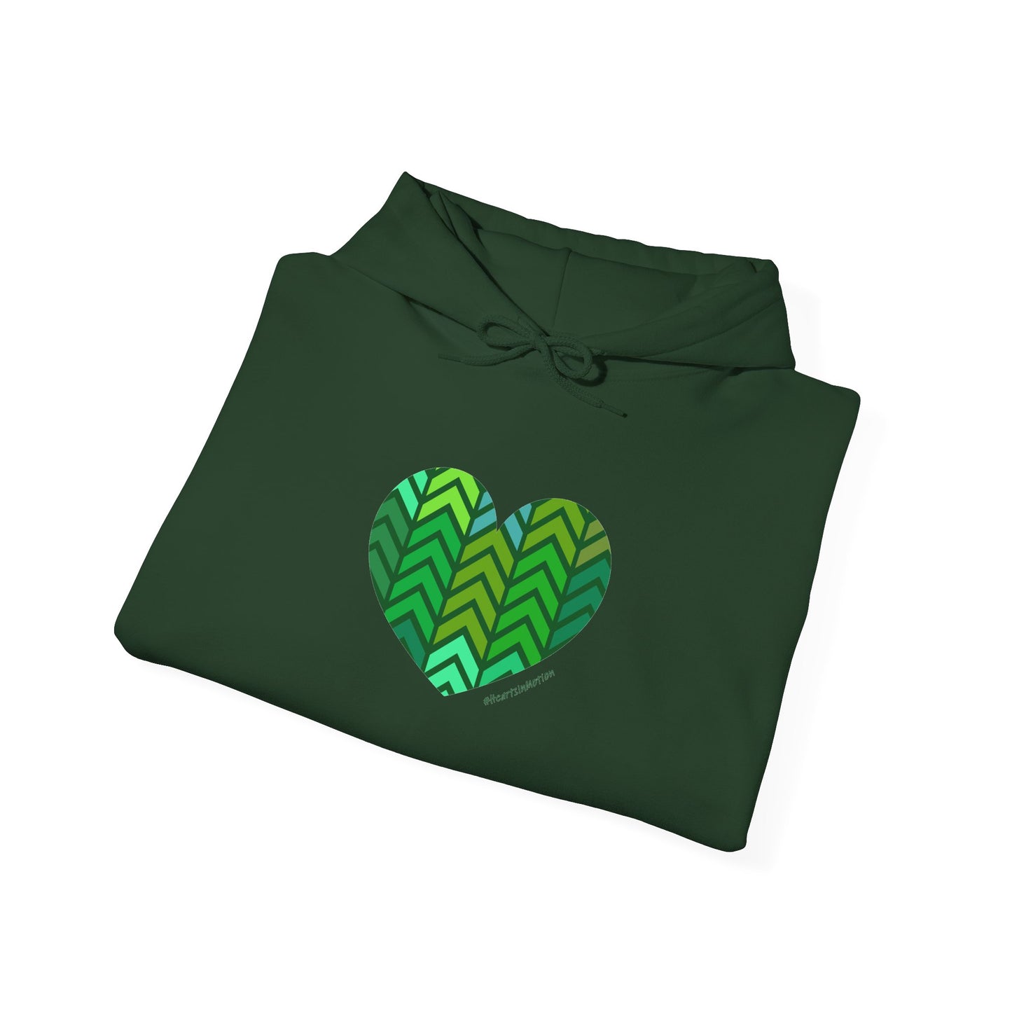 Green Chevron Heart Pattern Unisex Hoodie - #HeartsInMotion