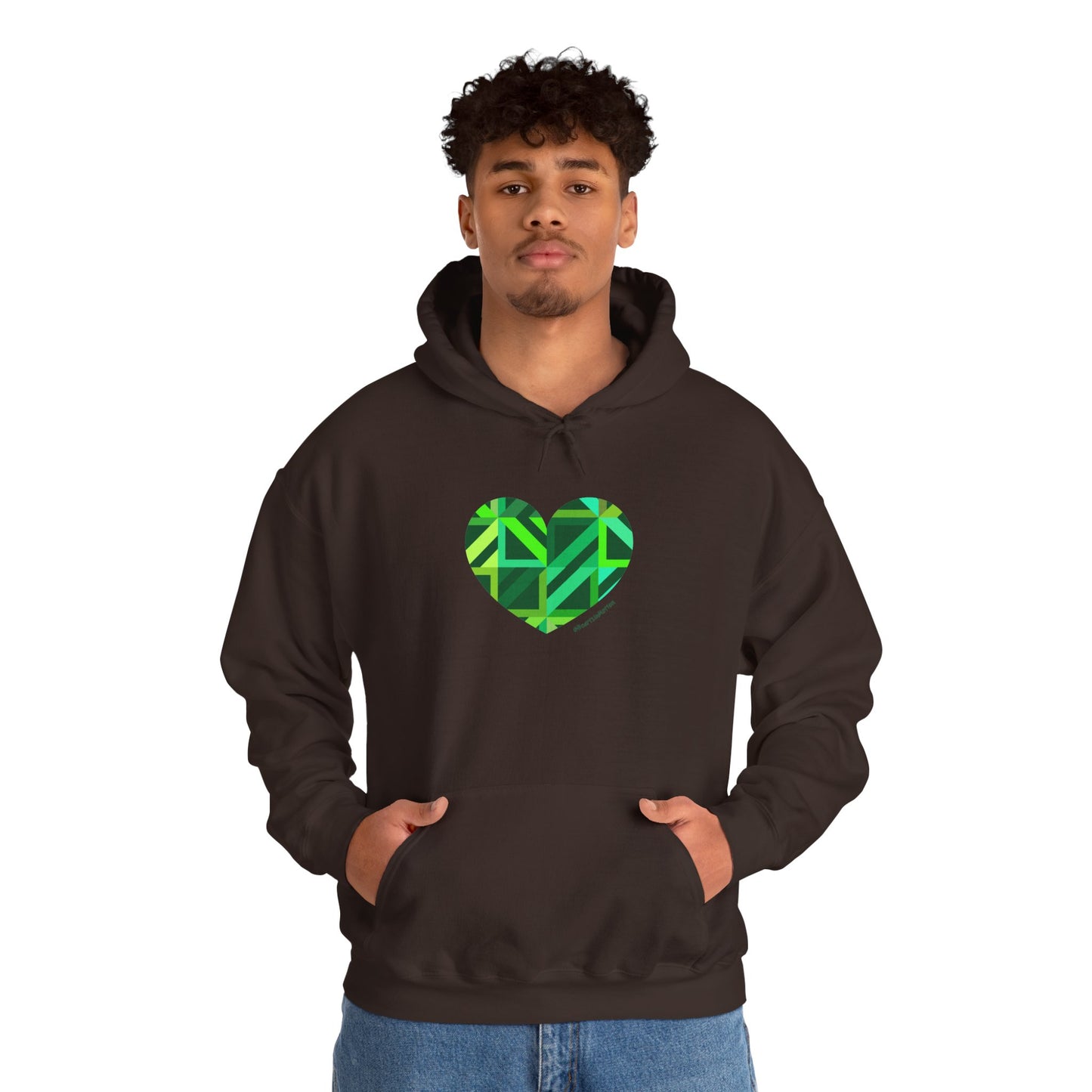 Eco-Friendly Green Heart Design Hooded Sweatshirt - #HeartsInMotion