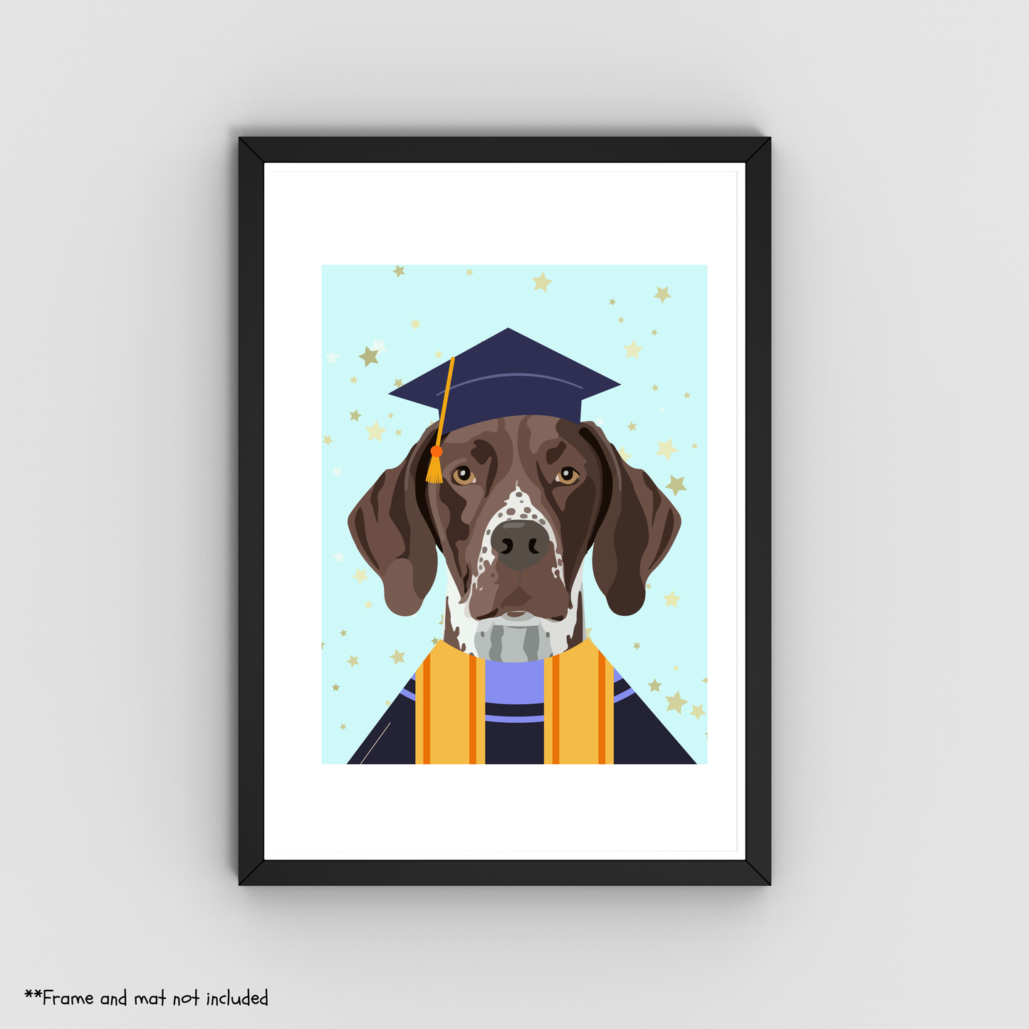 Graduating German Shorthaired Pointer Print 8.5x11 - Dog Lover Print