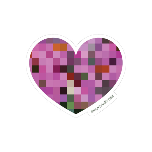 Colourful Pixel Heart Die Cut Stickers, Cute Laptop Decals, #HeartsInMotion