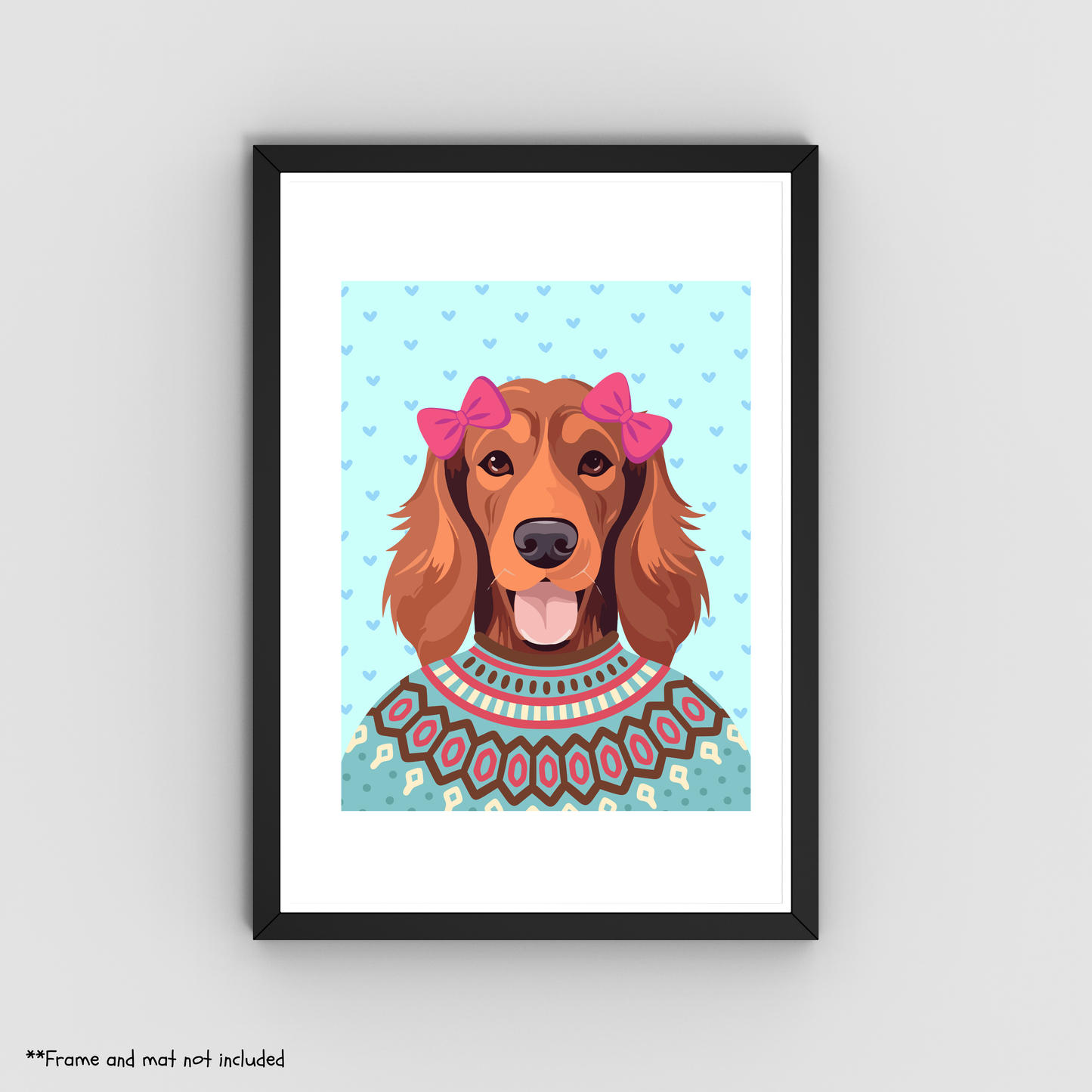 Irish Setter School Girl Print 8.5x11 - Dog Lover Print