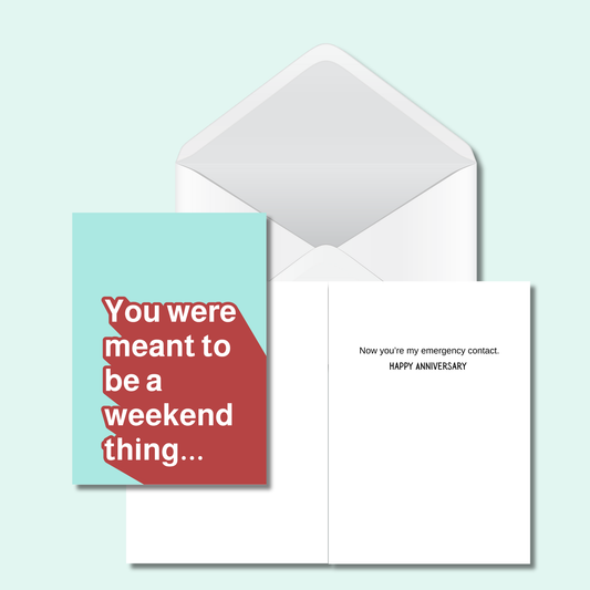 Bright Funny Anniversary Card - Weekend Thing 5x7 Humorous Love Card
