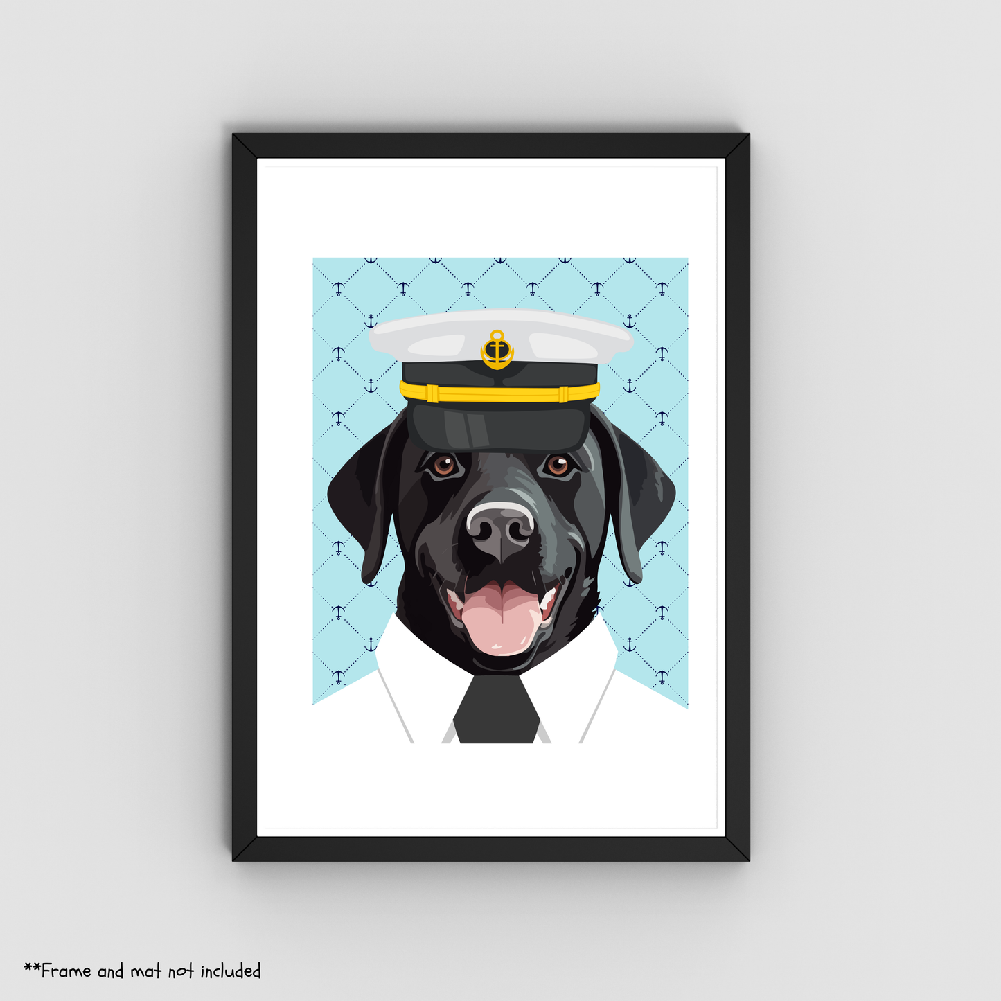 Black Lab Captain Print 8.5x11 - Dog Lover Print