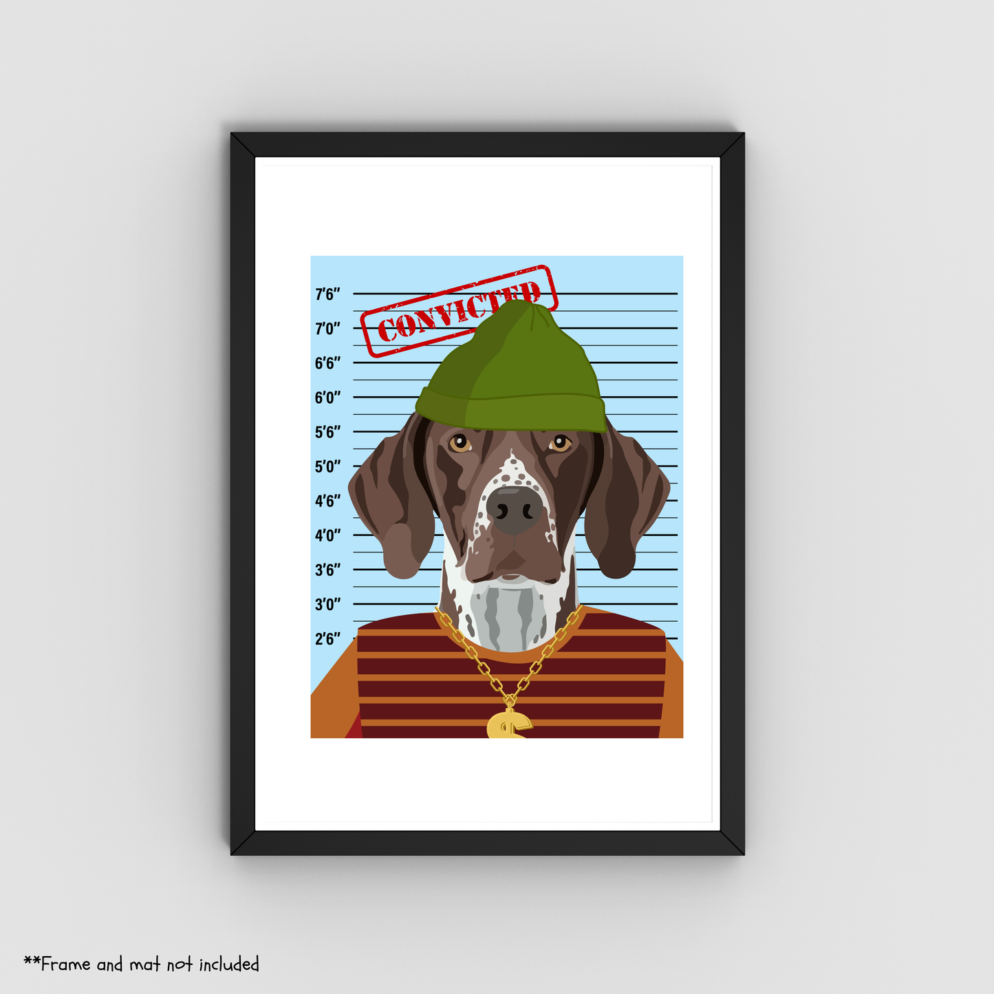 Dog Mug Shot Print - Funny Pet Wall Art | Humorous Dog Print
