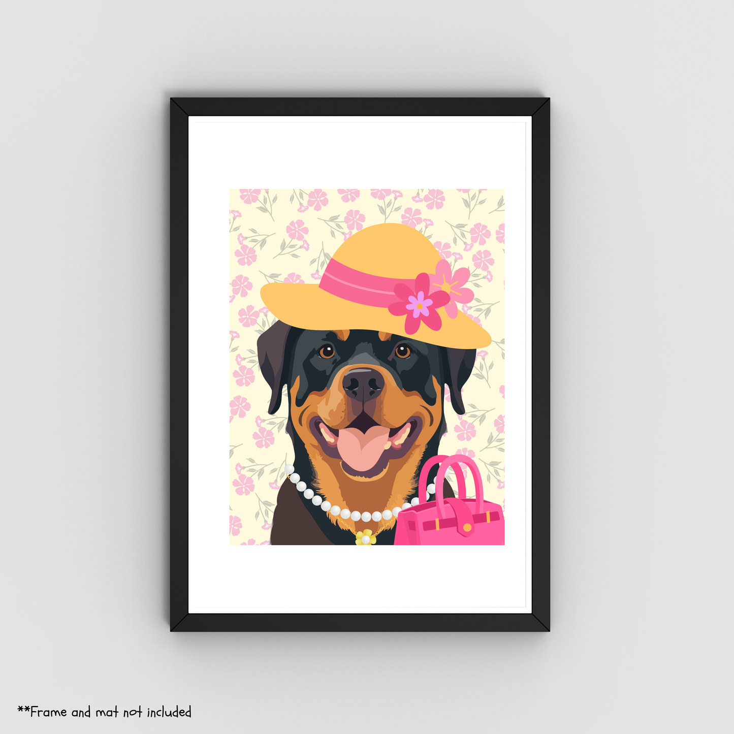 Rotweiller Pearls Print 8.5x11 - Dog Lover Print