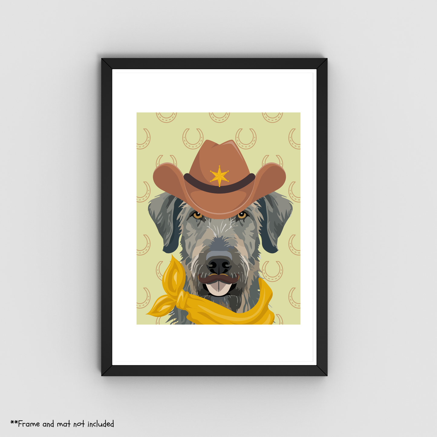 Irish Wolfhound Cowboy Print 8.5x11 - Dog Lover Print