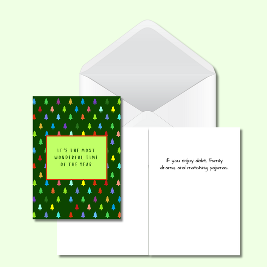 Bold Colour Funny Christmas Card Trees - Sarcastic Holiday Card 5x7