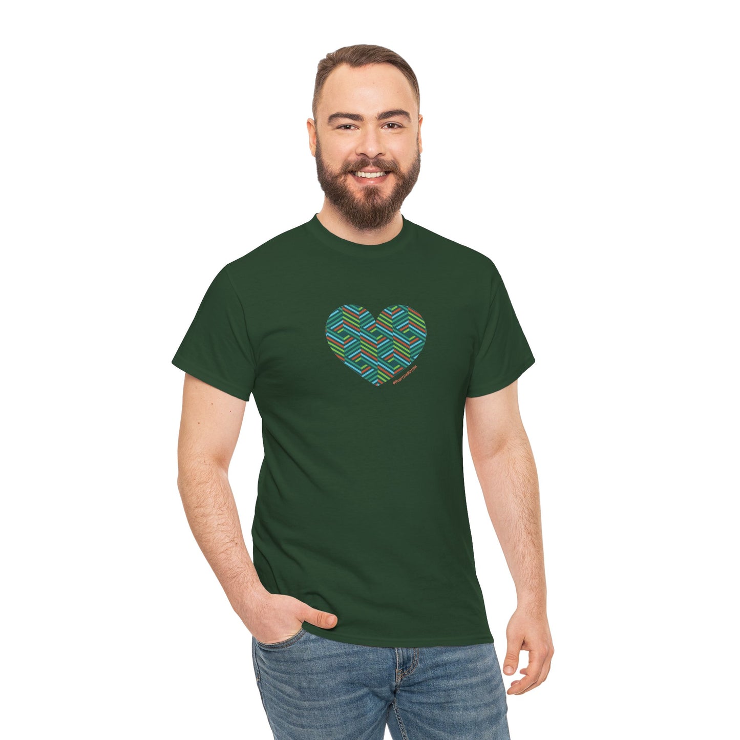 Colourful Heart Unisex Heavy Cotton Tee | Casual Gift, #HeartsInMotion