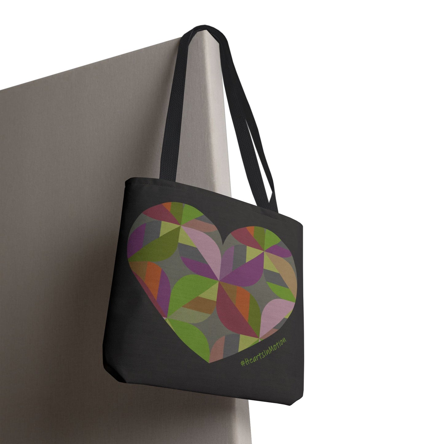 Colourful Heart Design Tote Bag, Eco-Friendly, Boho Style, #HeartsInmotion