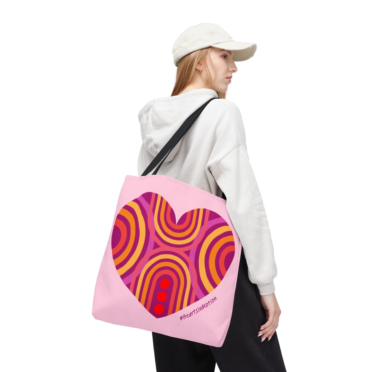 Colourful Heart Pattern Tote Bag, Positive Vibes, Eco-Friendly, #HeartsInMotion