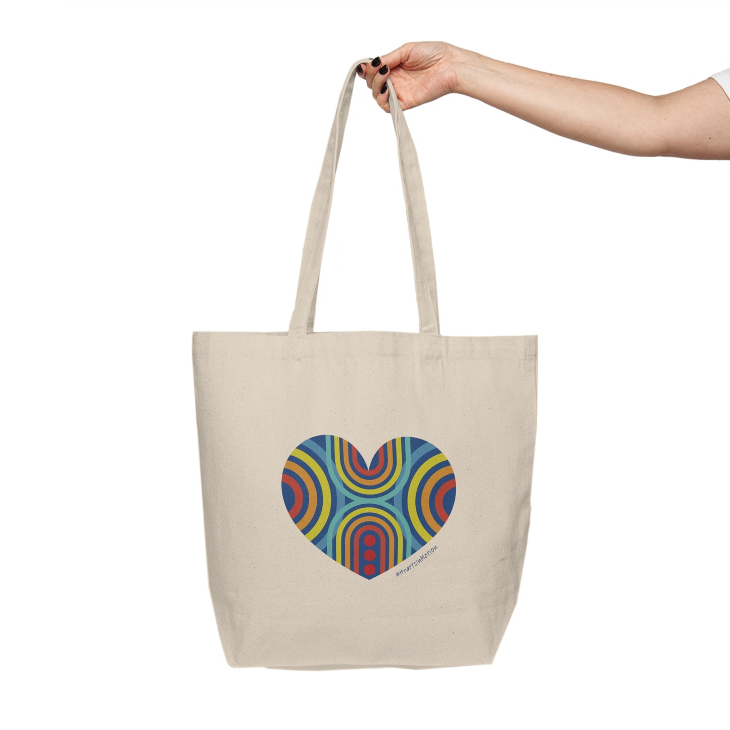 Colourful Heart Design Canvas Shopping Tote - #HeartsInMotion