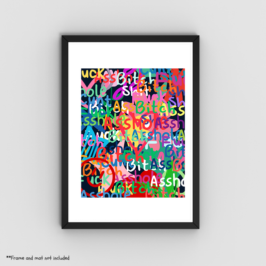 Colourful Swear Words Art Print – Funny Profanity Typography Wall Art – 8" x 10"