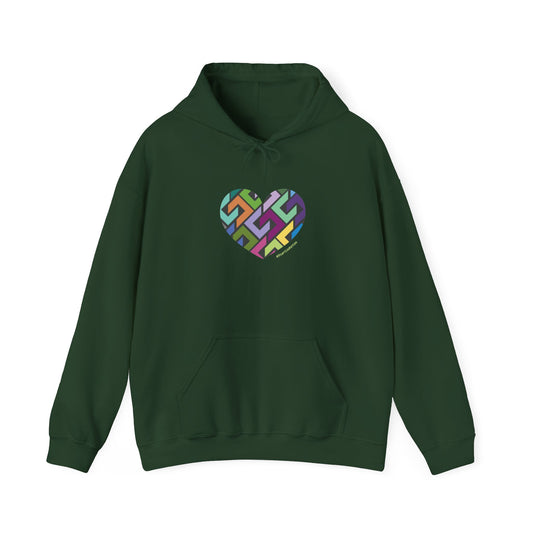 Colourful Heart Design Unisex Hoodie, Casual Layer - #HeartsInMotion