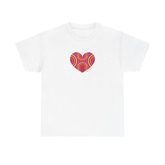 Retro Heart Unisex Heavy Cotton Tee - Vintage Style - #HeartsInMotion