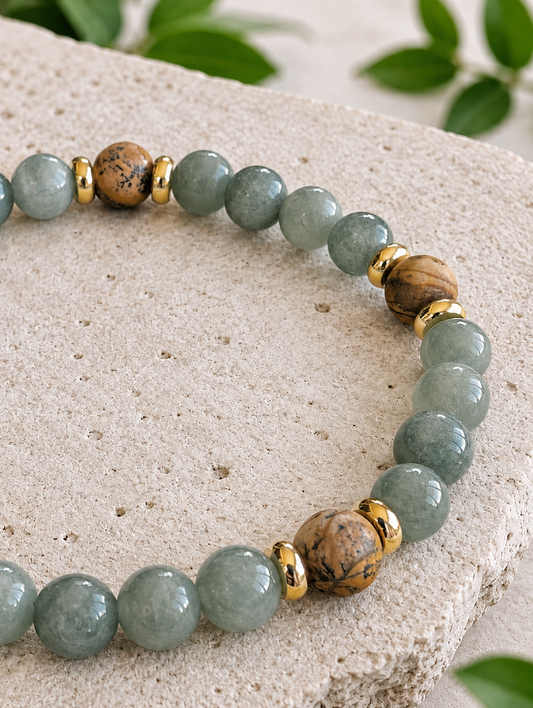 Burmese Jade & Picture Jasper Bracelet