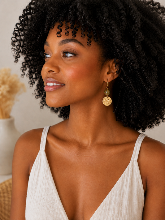 Meredith - Brass & Unakite Earrings