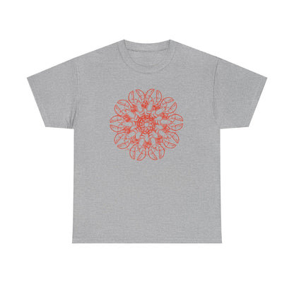 Lobster Mandala Blossom Unisex Heavy Cotton Tee