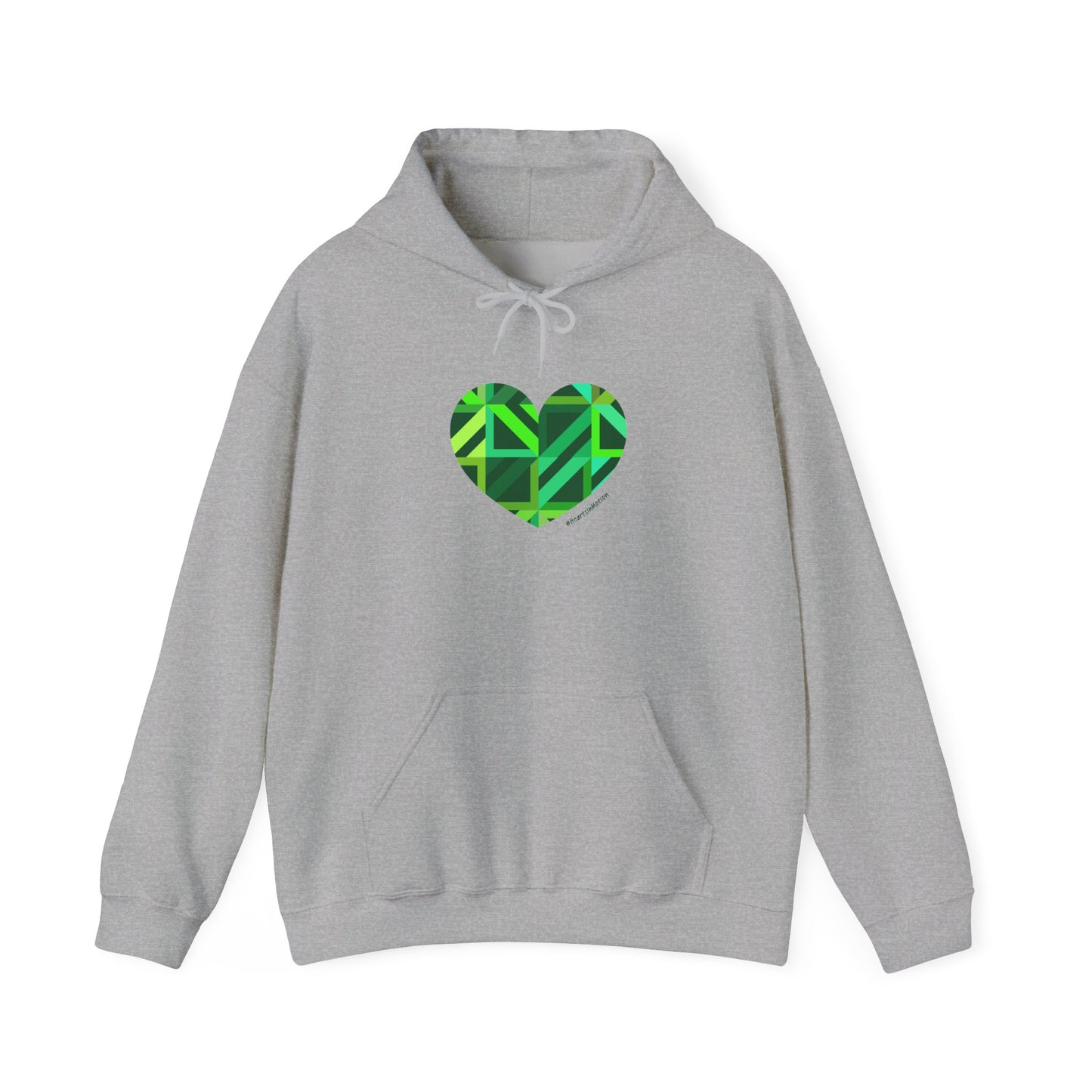 Eco-Friendly Green Heart Design Hooded Sweatshirt - #HeartsInMotion