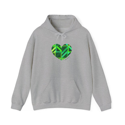 Eco-Friendly Green Heart Design Hooded Sweatshirt - #HeartsInMotion