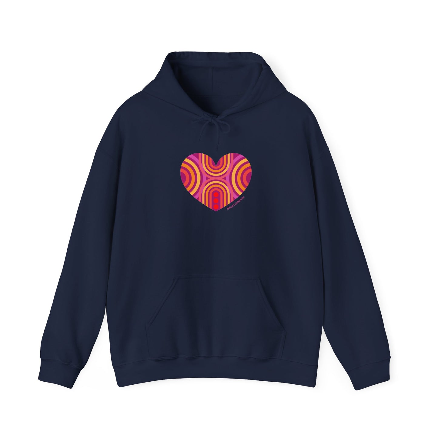 Colourful Heart Pattern Hoodie, Cozy Sweatshirt, #HeartsInMotion