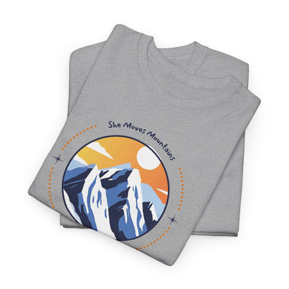 Mountain Sunrise Heavy Cotton Tee, Outdoor Adventure Shirt, Nature Lover Gift