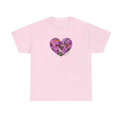Pixel Heart Mosaic Unisex Heavy Cotton Tee - Colorful Love Shirt