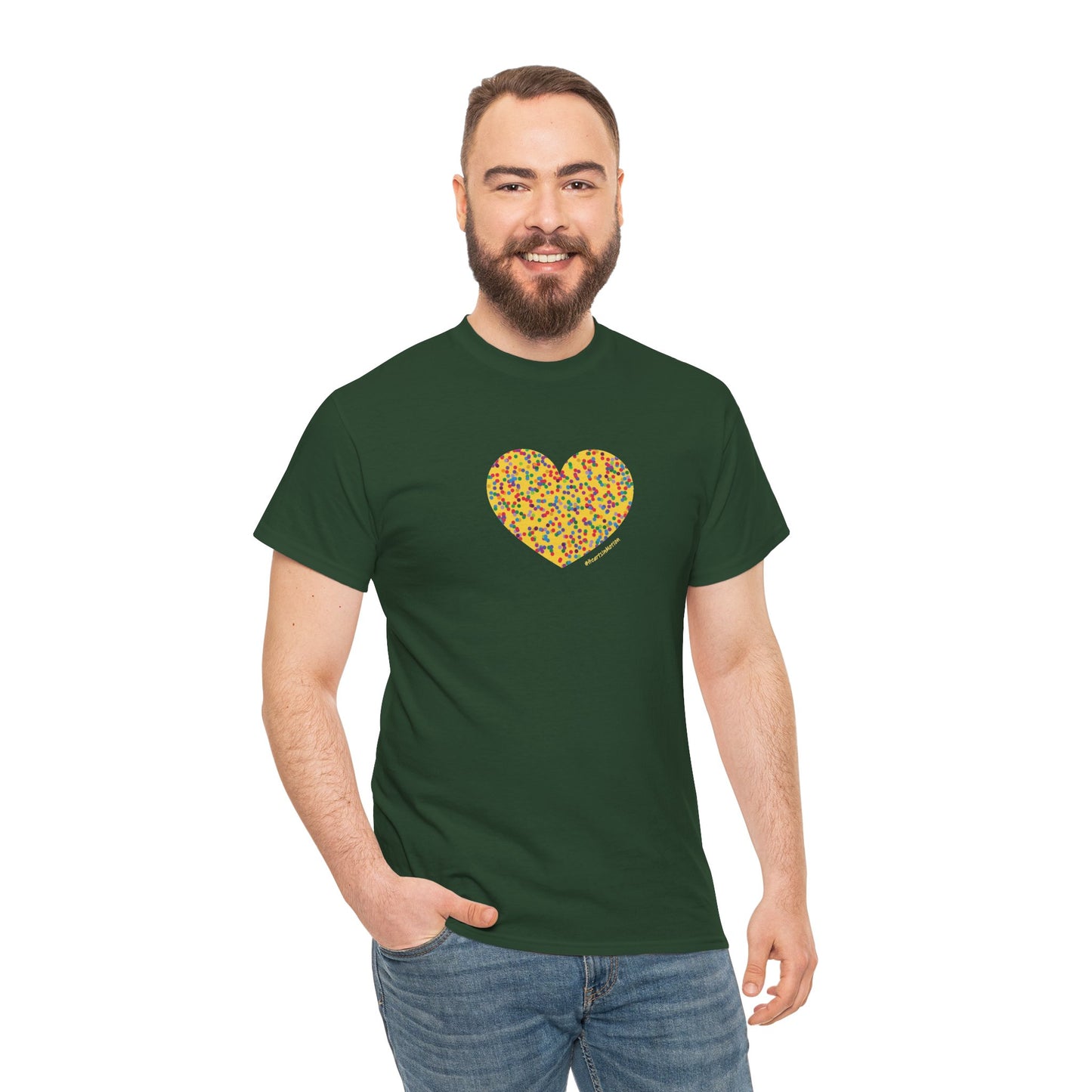 Colourful Dot Heart Unisex Heavy Cotton Tee - #HeartsInMotion