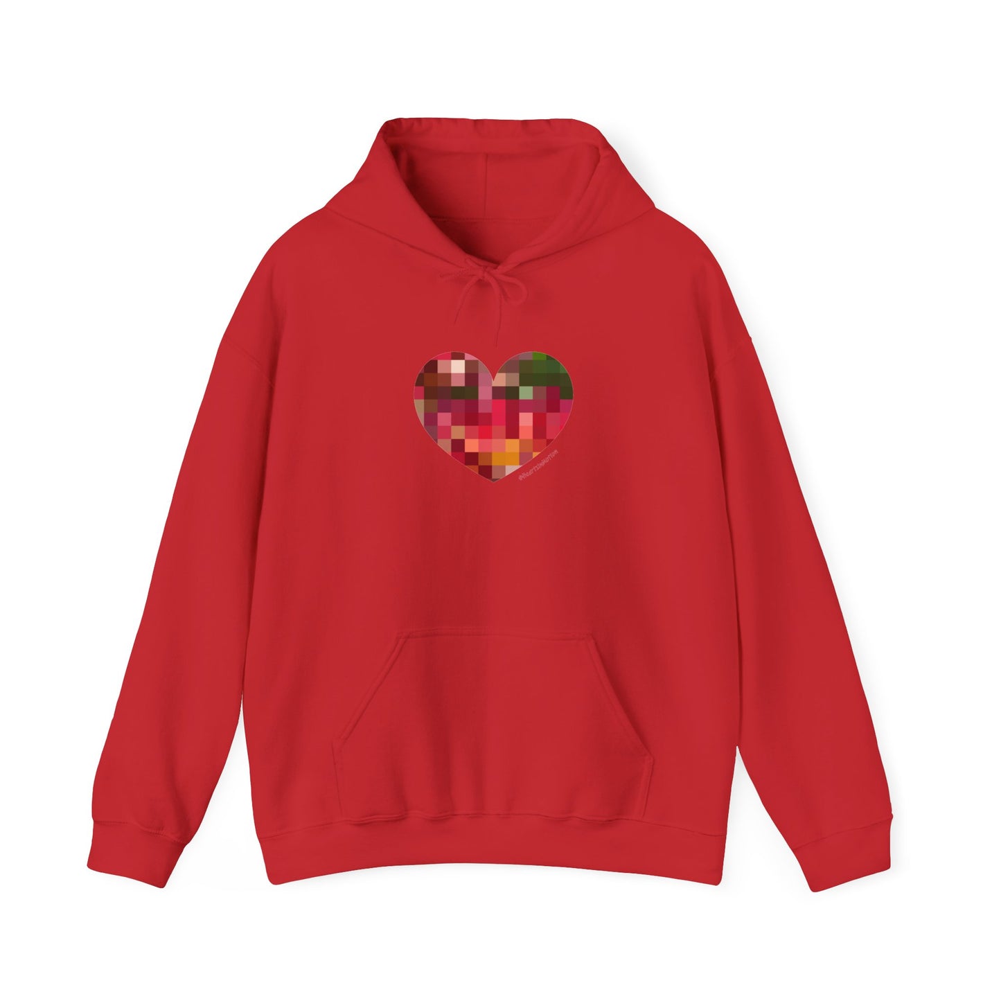 Pixel Heart Unisex Hooded Sweatshirt - Cozy and Colourful - #HeartsInMotion