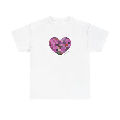 Pixel Heart Mosaic Unisex Heavy Cotton Tee - Colorful Love Shirt