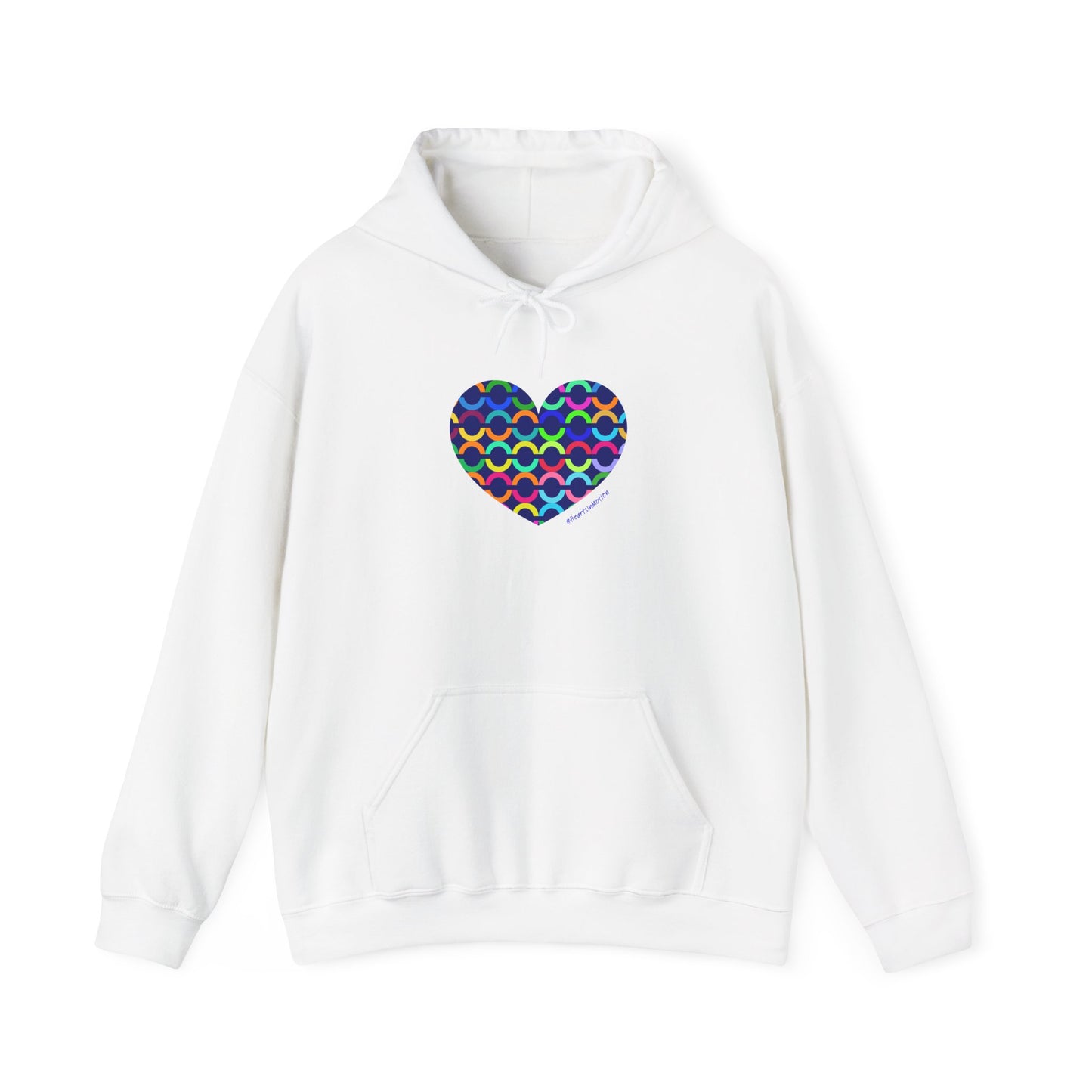 8" Heart Pattern Hoodie — Colorful Geometric Love Pullover - #HeartsInMotion