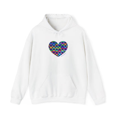 8" Heart Pattern Hoodie — Colorful Geometric Love Pullover - #HeartsInMotion
