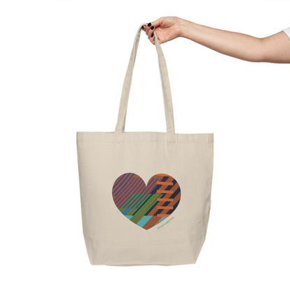 Heart Pattern Canvas Shopping Tote - Eco-Friendly Grocery Bag