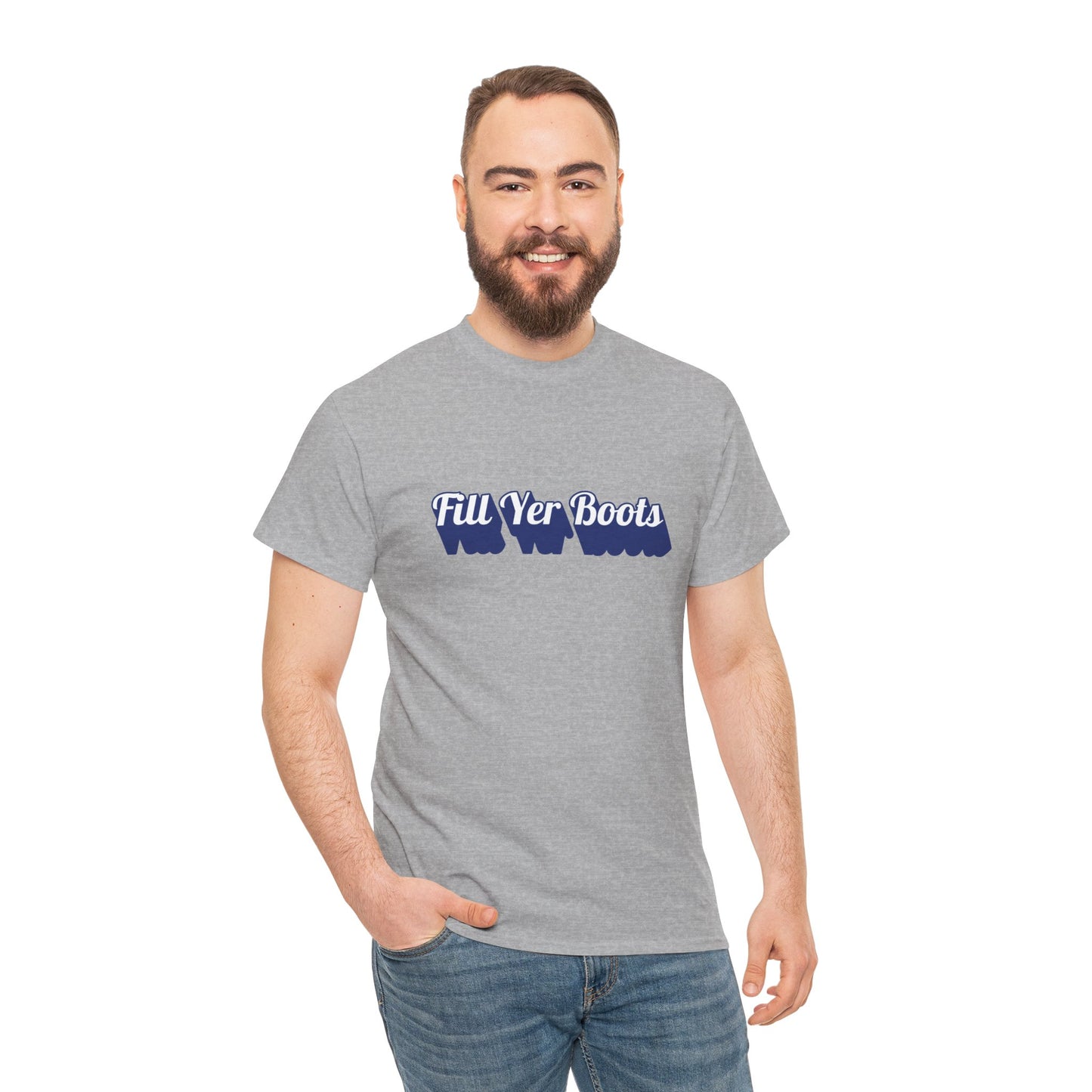 Unisex Heavy Cotton Tee- 'Fill Yer Boots' Graphic Tee, Perfect for Everyday Wear