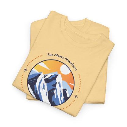 Mountain Sunrise Heavy Cotton Tee, Outdoor Adventure Shirt, Nature Lover Gift