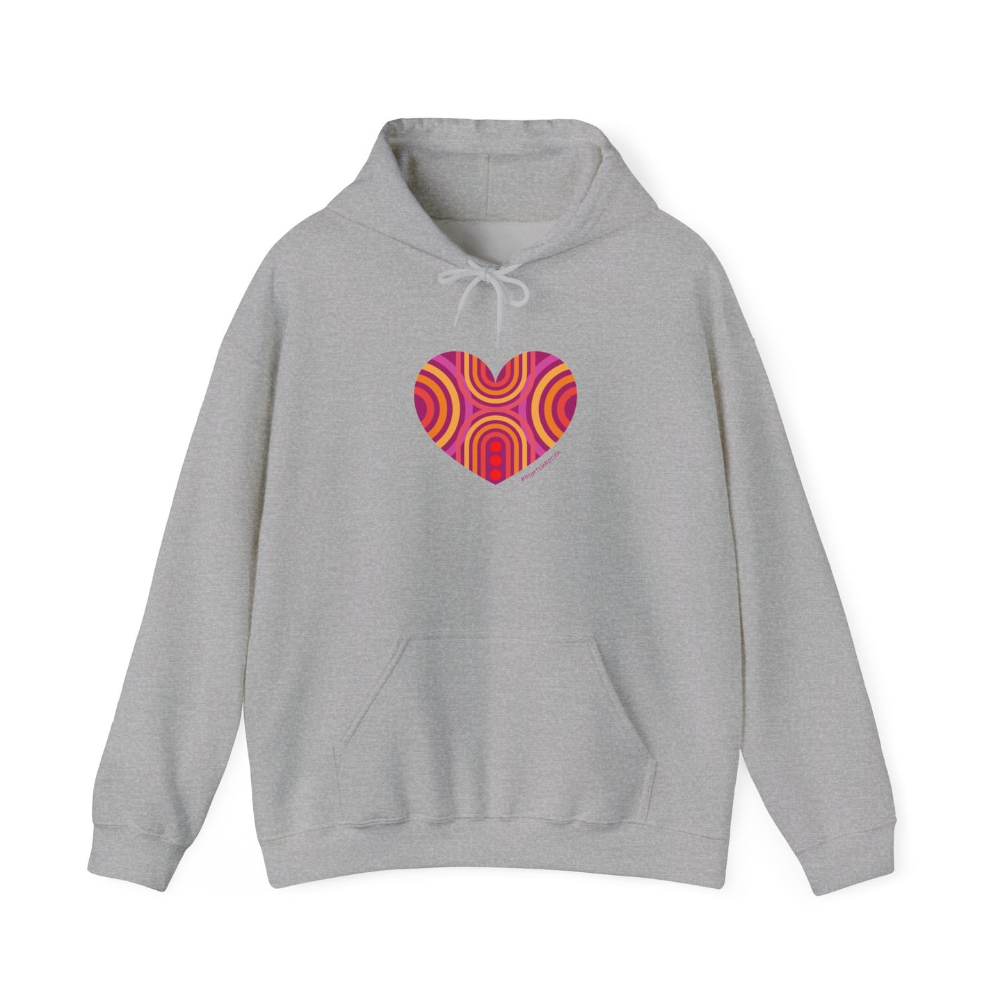 Colourful Heart Pattern Hoodie, Cozy Sweatshirt, #HeartsInMotion