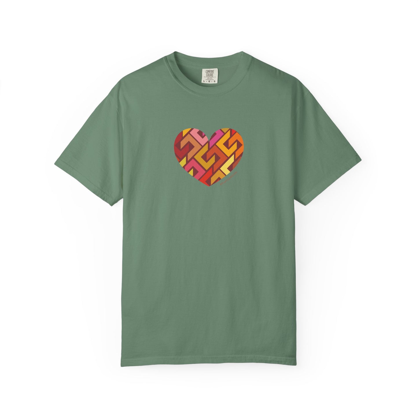 Colourful Heart Pattern Unisex Garment-Dyed T-Shirt - #HeartsInMotion