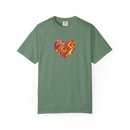 Colourful Heart Pattern Unisex Garment-Dyed T-Shirt - #HeartsInMotion