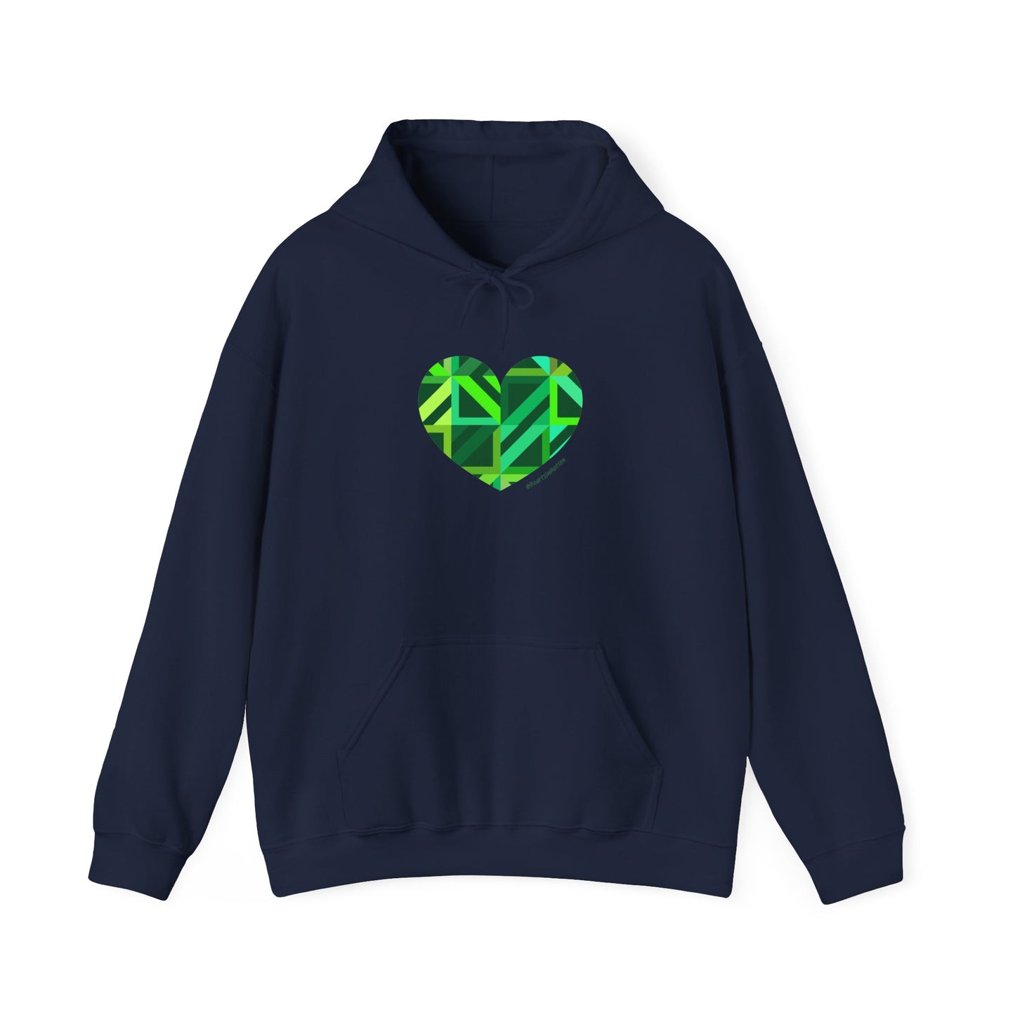 Eco-Friendly Green Heart Design Hooded Sweatshirt - #HeartsInMotion