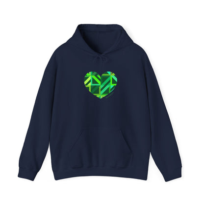 Eco-Friendly Green Heart Design Hooded Sweatshirt - #HeartsInMotion
