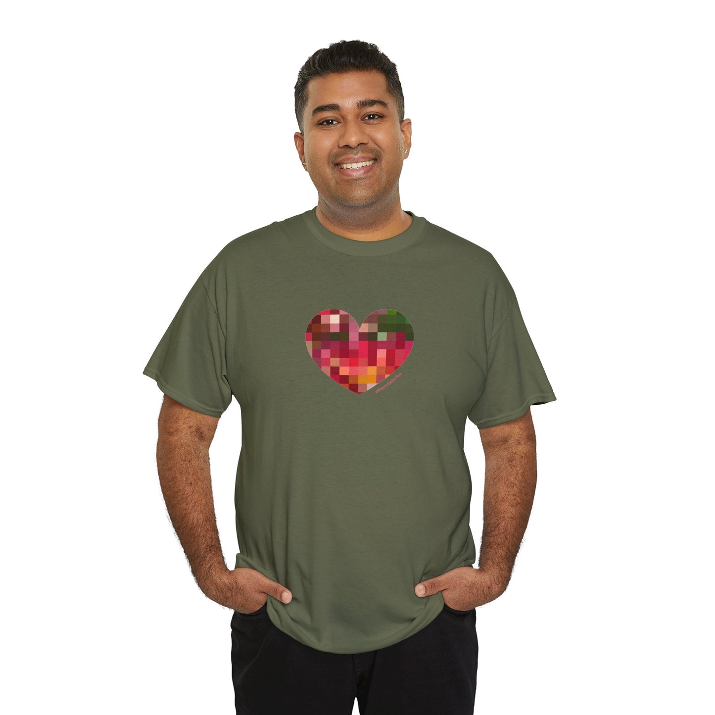 Pixel Heart Unisex Heavy Cotton Tee | #HeartsInMotion
