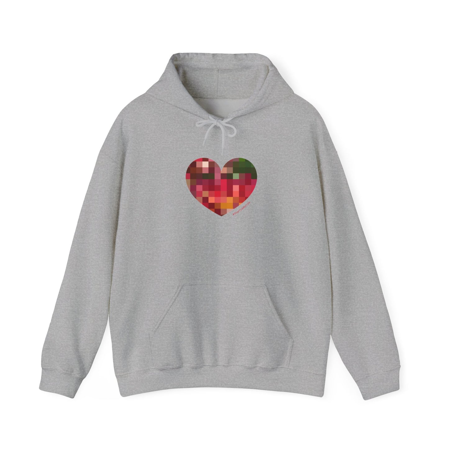 Pixel Heart Unisex Hooded Sweatshirt - Cozy and Colourful - #HeartsInMotion